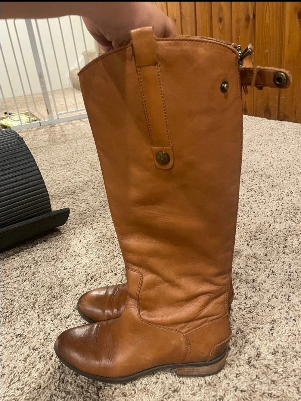 Sam Edelman Penny Tall Leather Riding Boots in Whiskey Brown